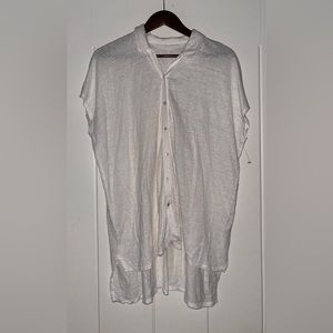 Eileen Fisher Women Organic Linen Sleeveless Shirt‎ XL Classic Collar Button Up